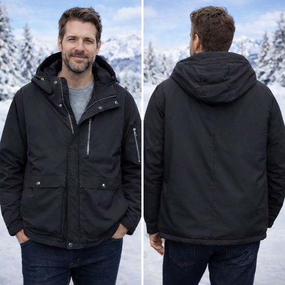 Cole Haan Men’s Hooded Puffer Jacket XL | Black Insulated Winter Coat - Picture 1 of 4